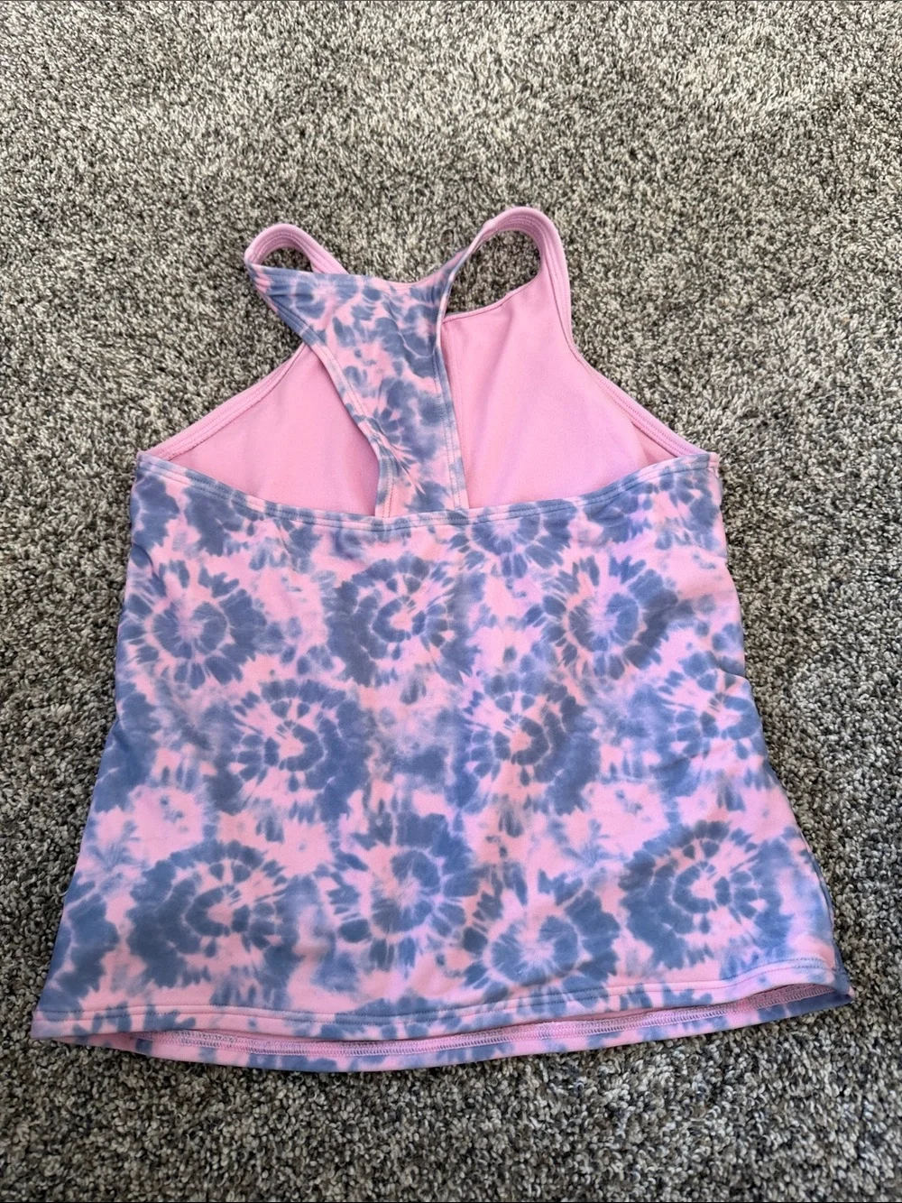 Athleta girl free spirit tankini swim top tie dye pink and blue size L/girls 12